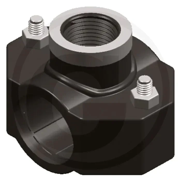 Aanboorzadel 40mm 1/2″ 16 bar pp-b elastomeer rvs verzinkt 2 bouten