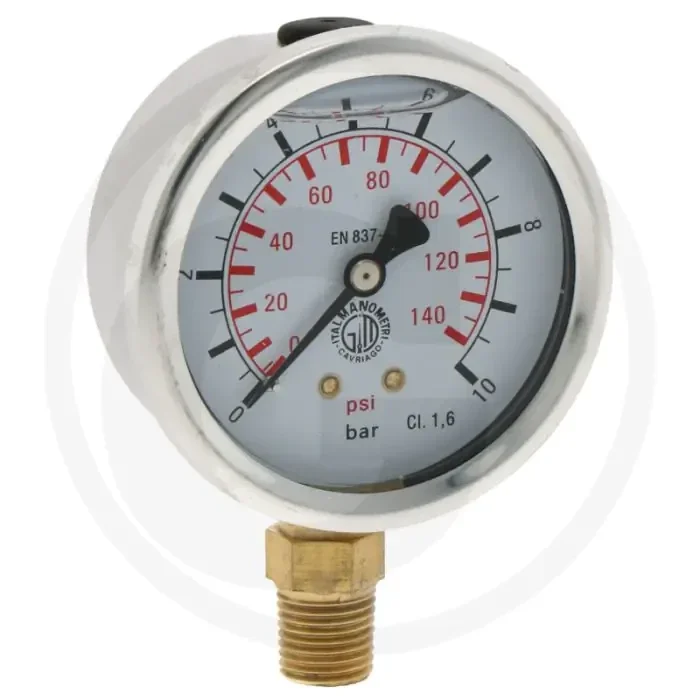 Bauer bauer manometers met conische buitendraad 1/4″, Ø 63 mm, 0 – 10 bar, zwart uv-bestendig