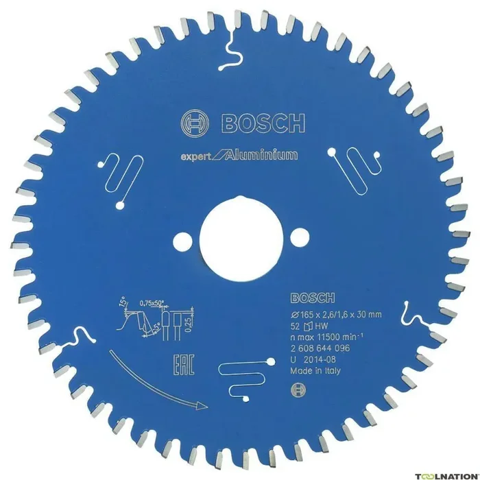 Bosch Bleu Accessoires 2608644096 Lame de scie circulaire carbure Expert pour aluminium 165 x 30 x 52T