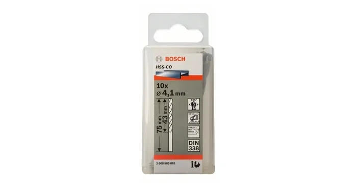 BOSCH Forets à métaux HSS-Co, DIN 338 4,1 x 43 x 75 mm (10 pièces) 2608585881