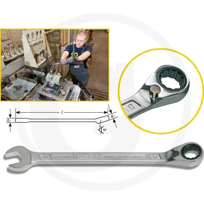 Clé à cliquet annulaire Hazet 30 mm avec fonction de molette réversible