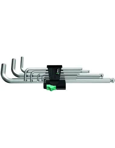 Cle mâle 6 pans tête spherique chromé 950/+ PKL hex-plus 1 SB (jeu de 9) – 05073391001 – Wera