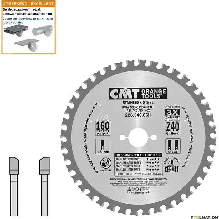 CMT 226.540.06H Scie circulaire pour l‘acier inoxydable 160 x 20 x 40D