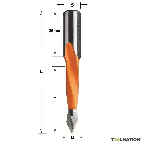 CMT 314.100.12 Foret à cheville pointue HW 10mm – tige 10×26 – Gauche