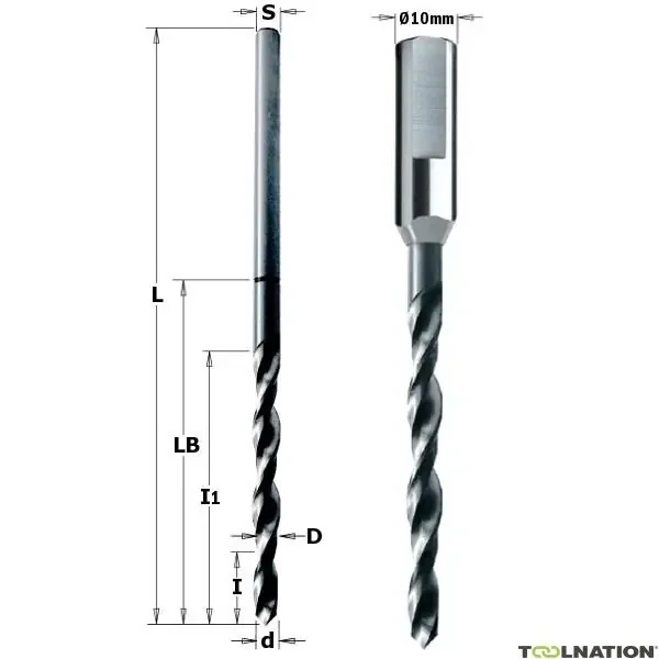 CMT 515.145.51 Foret en forme de vis pour charnières ANUBA – Droite – Diamètre 7,2 mm