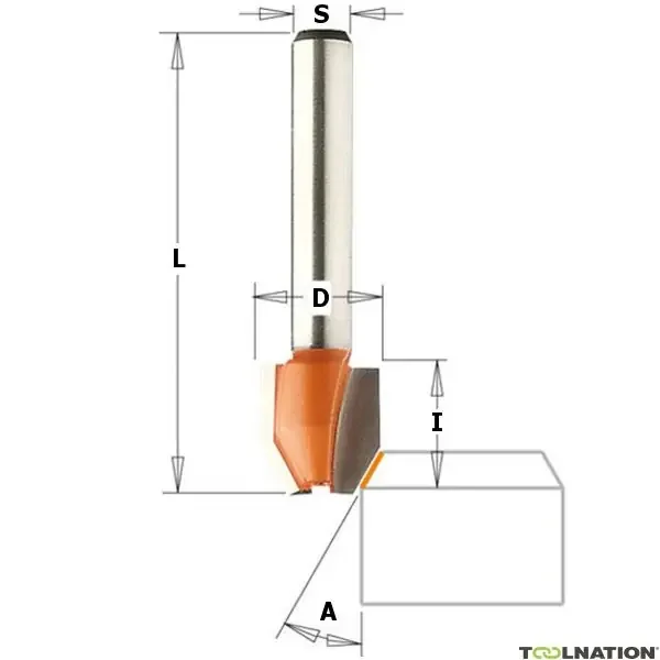 CMT 721.022.11 12 mm Fraise à chanfreiner avec coupes combinées – tige 6 mm