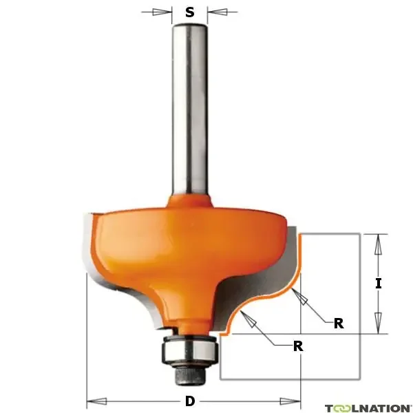 CMT 760.064.11 Fraise à profil avec roulement ondulé avec bord en relief R=6,4 – tige 6mm