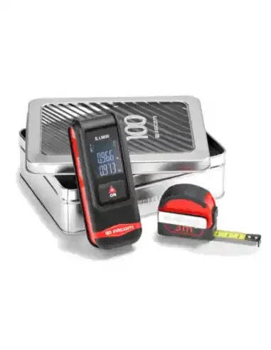 Composition mesure laser + mètre a ruban 3m dos magnétique compact en coffret – E.LM30CM100Y – Facom