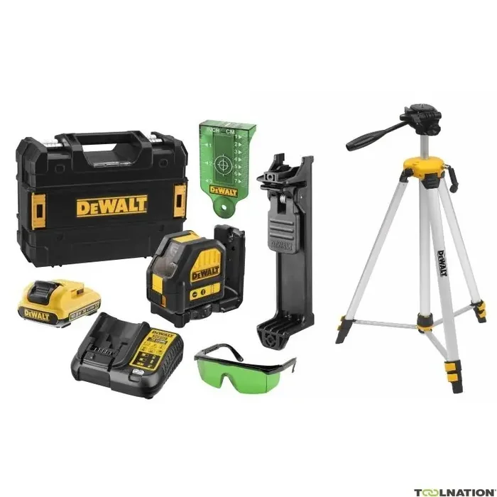 DEWALT DCE088D1GTRI TRI Laser croix à nivellement automatique Faisceau vert 10.8V 2.0Ah XR Li-Ion + Trépied DE0881T
