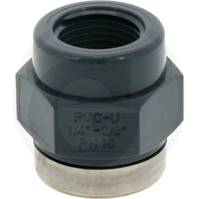 Draadmof pvc-u 3/8″ → 1/2″ Ø d1: 3/8″ – d2: 1/2″ – max. werkdruk: 16 bar