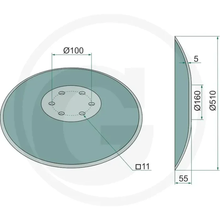Eggeschijf glad, Ø: 510 x 5 mm – buiten-Ø: 510mm