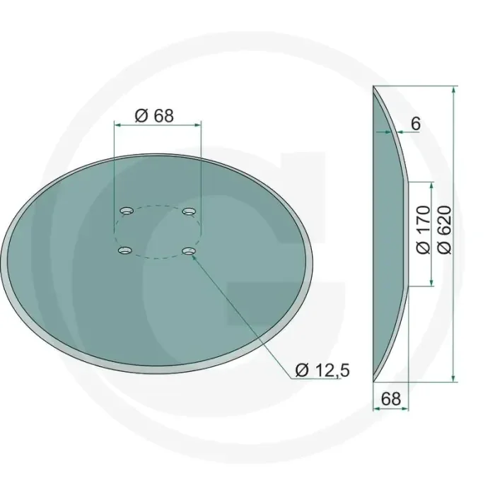 Eggeschijf glad, Ø: 620 x 6 mm – buiten-Ø: 620 mm