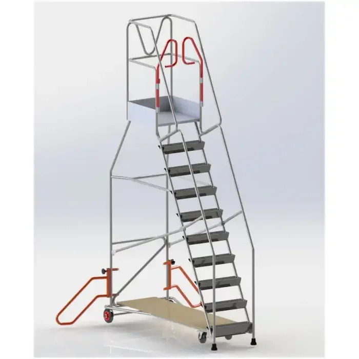 Escabeau roulant immobilisation automatique charge 150 kg 13 marches H