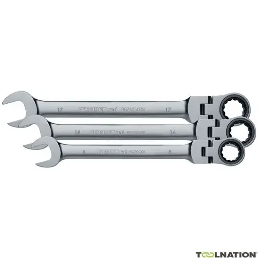 Gedore RED 3300890 R07305005 Jeu de clés à cliquet à genouillère 8 – 19 mm 5 pièces