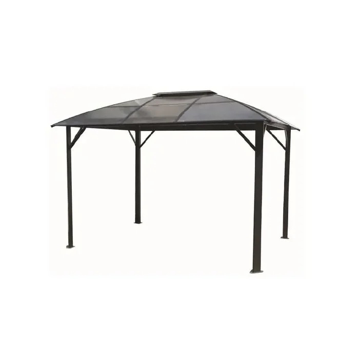 Gloriette 4 pentes en Aluminium avec rideaux gris anthracite GL3630AL