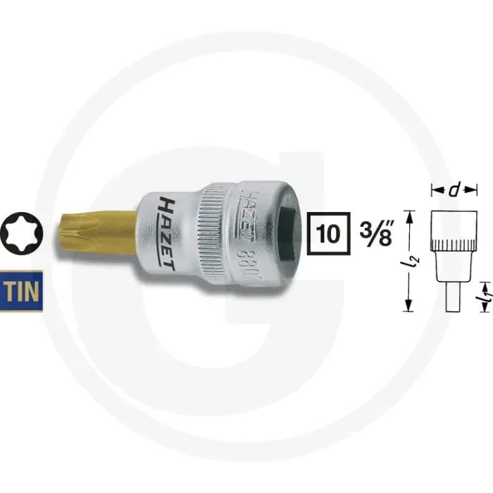 Hazet dopsleutelbit torx® t20 3/8″ 43.5mm tin gecoat