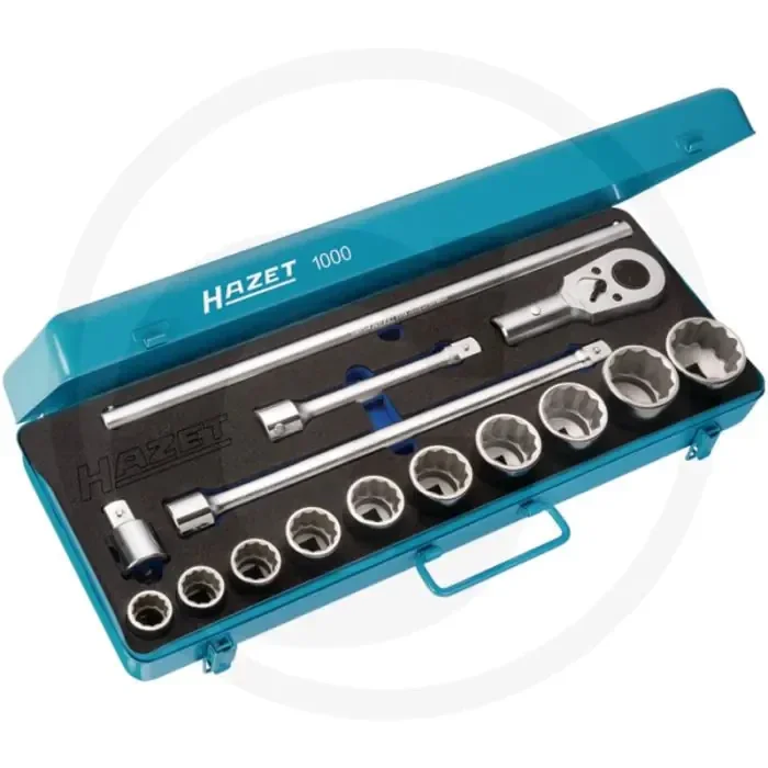 Hazet dopsleutelbitset 3/4″ – 10x dop, 1x verlengstuk, ratelkop – made in germany