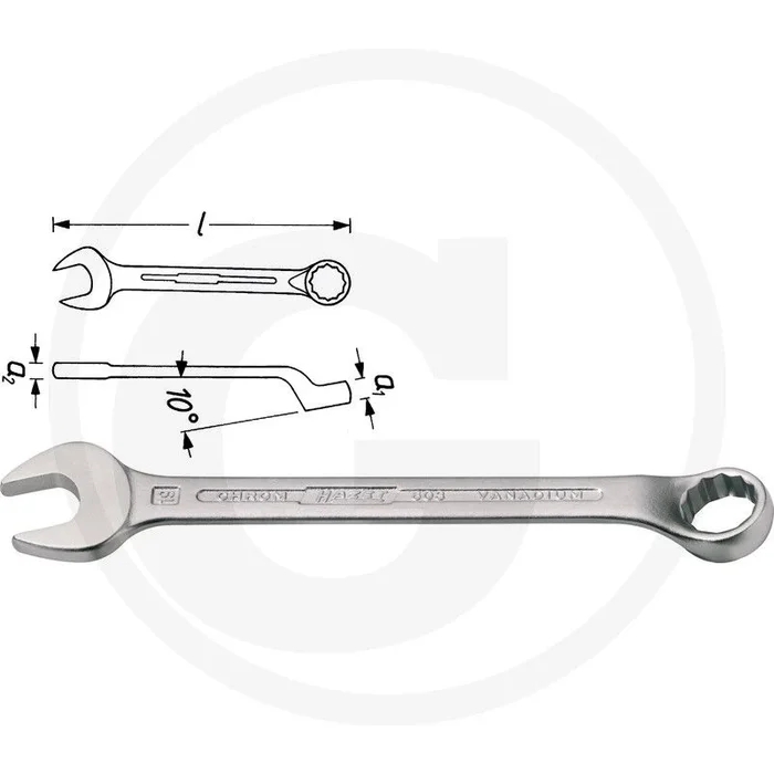 Hazet ring-steeksleutel 19mm, 220mm lengte, verchroomd, made in germany