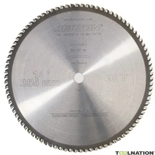 Jepson 600570NSF Lame de scie en carbure de tungstène 355 mm 90T pour acier inoxydable à durée de vie prolongée