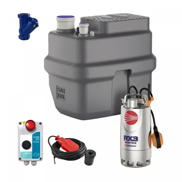 Kit station de relevage eaux usées 100L Pedrollo SAR100 RXm3/20 6m³/h + Alarme