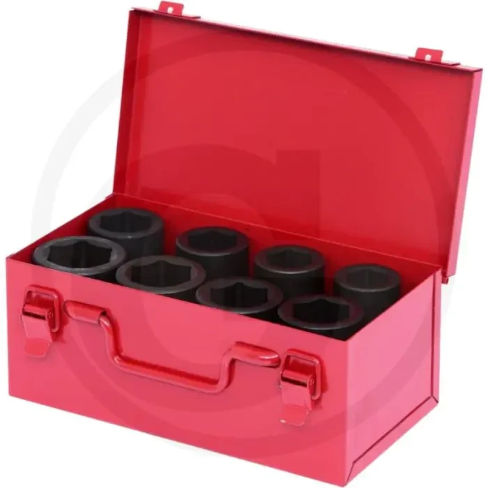 Ks tools 1” krachtdopsleutelset, zeskant, lang, 8-delig, 24-38 mm – chroom-molybdeen, lange uitvoering