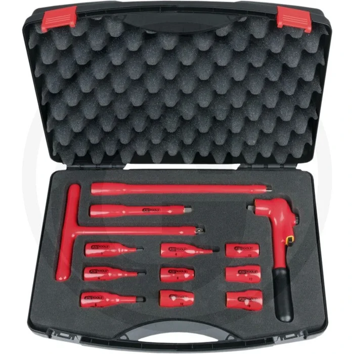 Ks tools 3/8” geïsoleerde dopsleutelset, 13-delig – vde, 32 tanden, kunststofkoffer