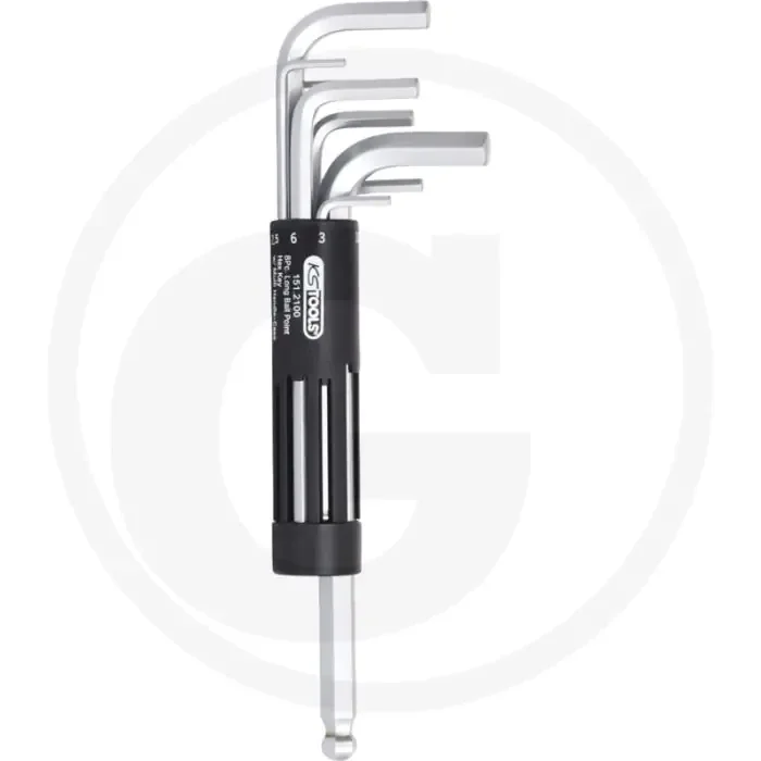 Ks tools classic 3 in 1 haakse binnenzeskantbouten stiftsleutelset met kogelkop, lang – 8-delig, lange versie