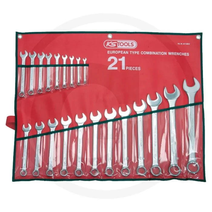 Ks tools jeu de clés à anneaux, coudées 21 pièces, 6-32 mm, en sac à roulettes – flanktraction-profil, chrome vanadium