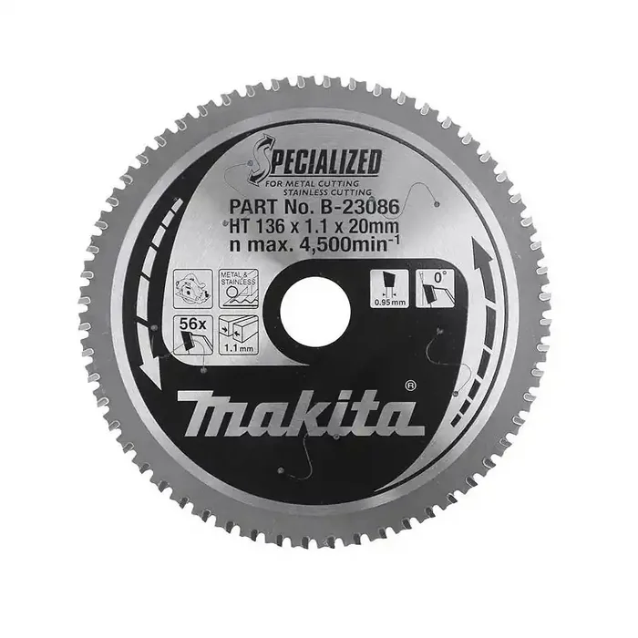 Lames carbures Diam 136 mm 56 dents Inox et Métal B-23086