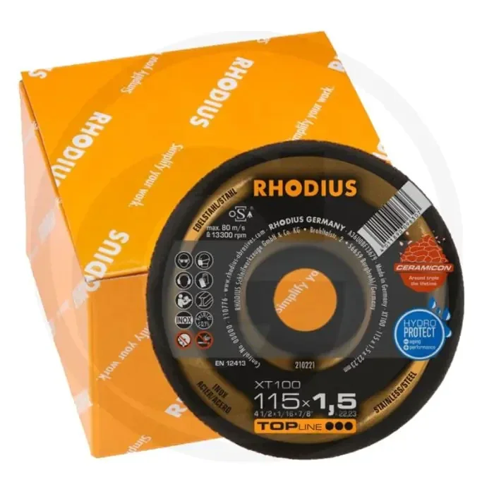 Rhodius disque à tronçonner xt100 ceramicon, vpe 25 xt100 ceramicon – Ø115×1,5×22,2mm, 13300 u/min