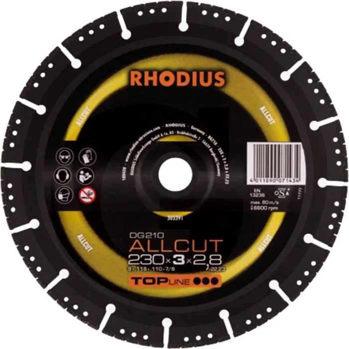 Rhodius rhodius disque de coupe diamanté dg210 allcut 181mm x 3,0mm x 22,2mm
