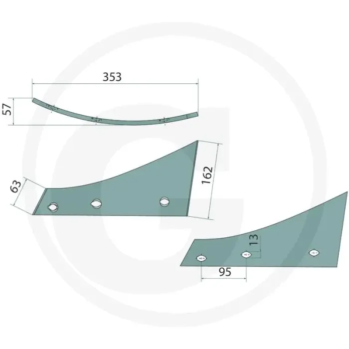 Rister-voorstuk inclusief bouten, rechts – 3 x 1801230hu10