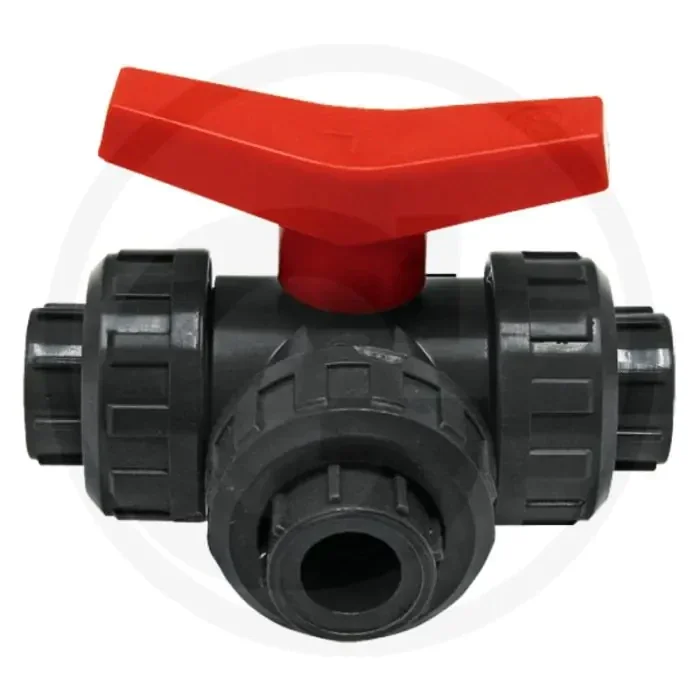 Robinet à boisseau sphérique avec alésage en L – Vanne à 3 voies – PVC – Ø 40 mm – max. 10 bar