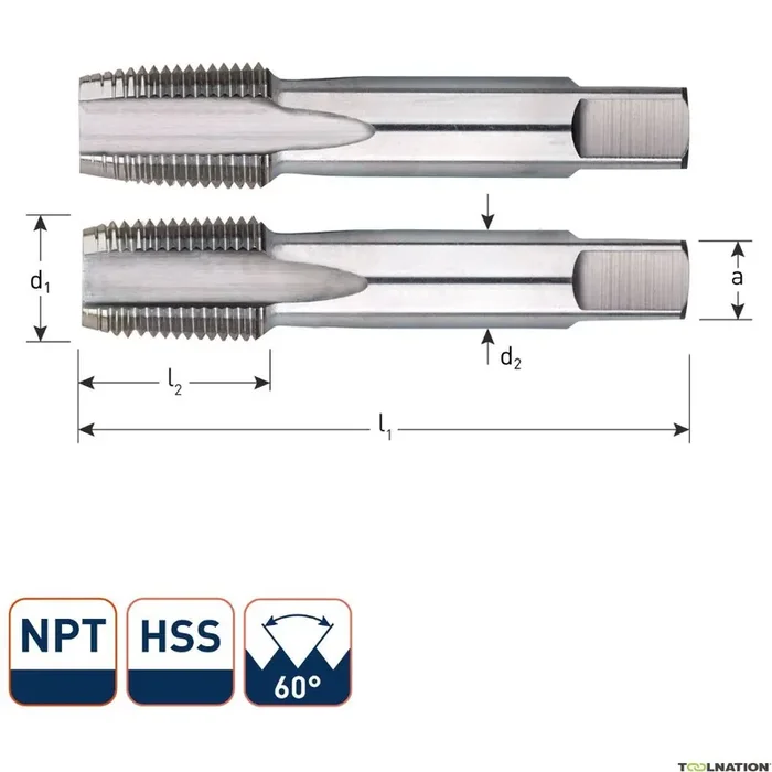 Rotec 314.0010 HSS Jeu de filets à main 1/16 x 27 NPT (2)