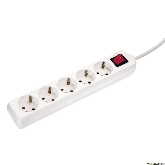 schwabe 35011 Prise avec interrupteur 5x terre de protection câble blanc 1,4m