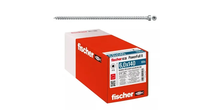 Vis de charpente PowerFull II CHTF, filetage total, empreinte TX30, 6 x 140 mm, 100/bte – FISCHER