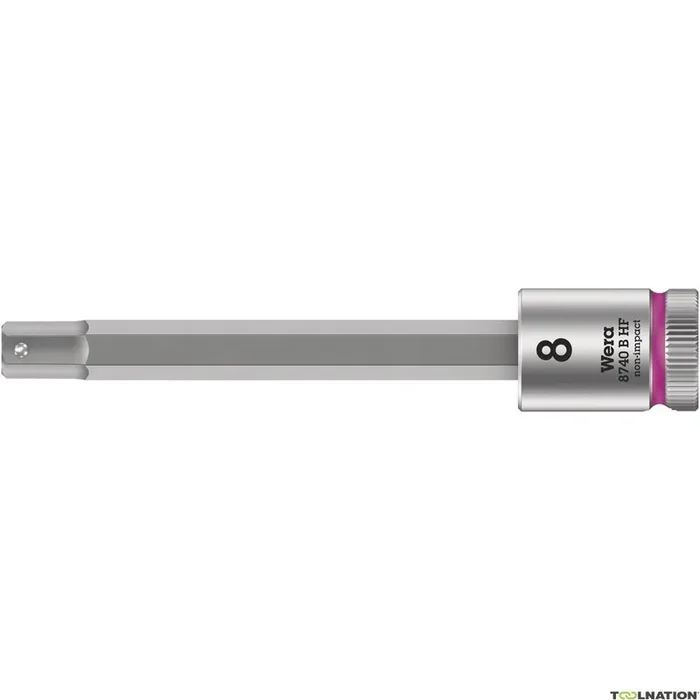 Wera 05003040001 8740 B HF Embout à six pans creux avec entraînement 3/8″ et fonction de maintien, 8 x 100 mm