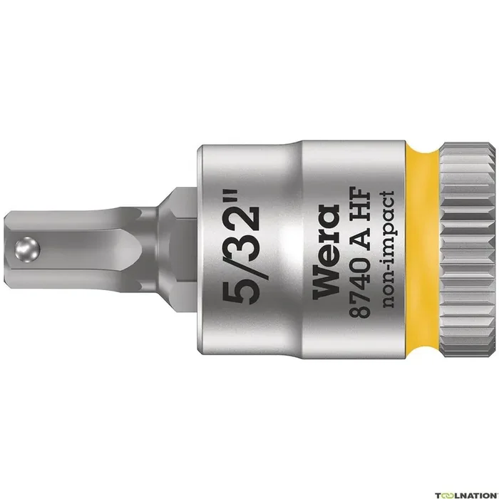 Wera 05003385001 8740 A HF Douille hexagonale Zyklop Bit cap avec entraînement 1/4″ et fonction de maintien, 5/32″ x 28 mm