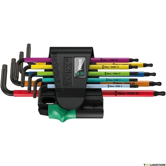 Wera 05024335001 967 SPKL/9 TORX BO Jeu de clés à ergots multicolores, BlackLaser, 9 pièces